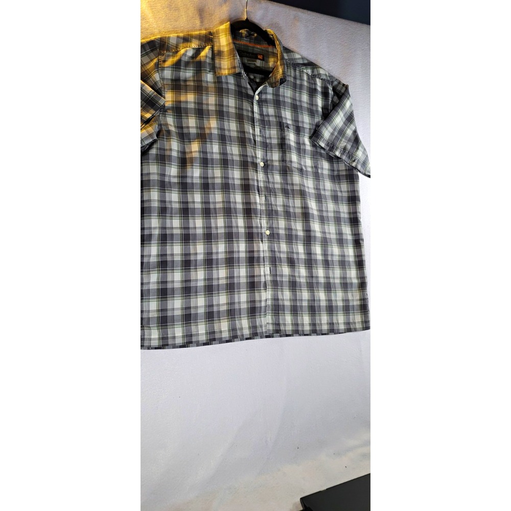 Quiksilver Waterman Men's XL Plaid Short Sleeve Woven Button-Up Shirt Gray